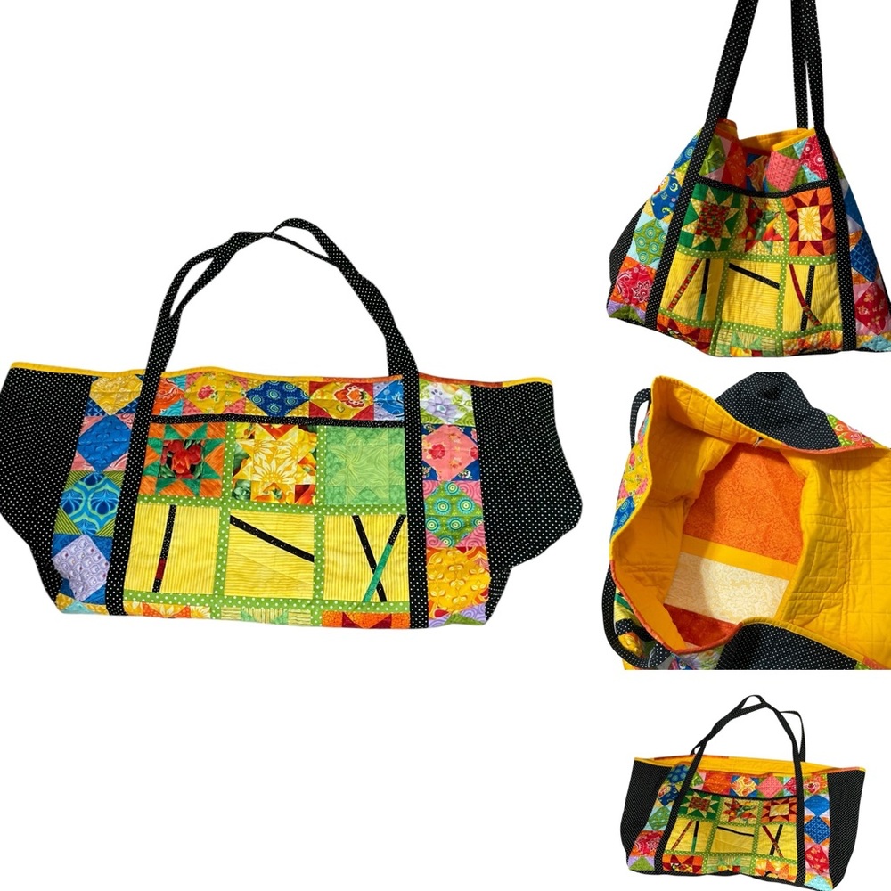 Huge handmade quilted patchwork tote bag.NEW vibrant colors,bohemian, 39x20x10